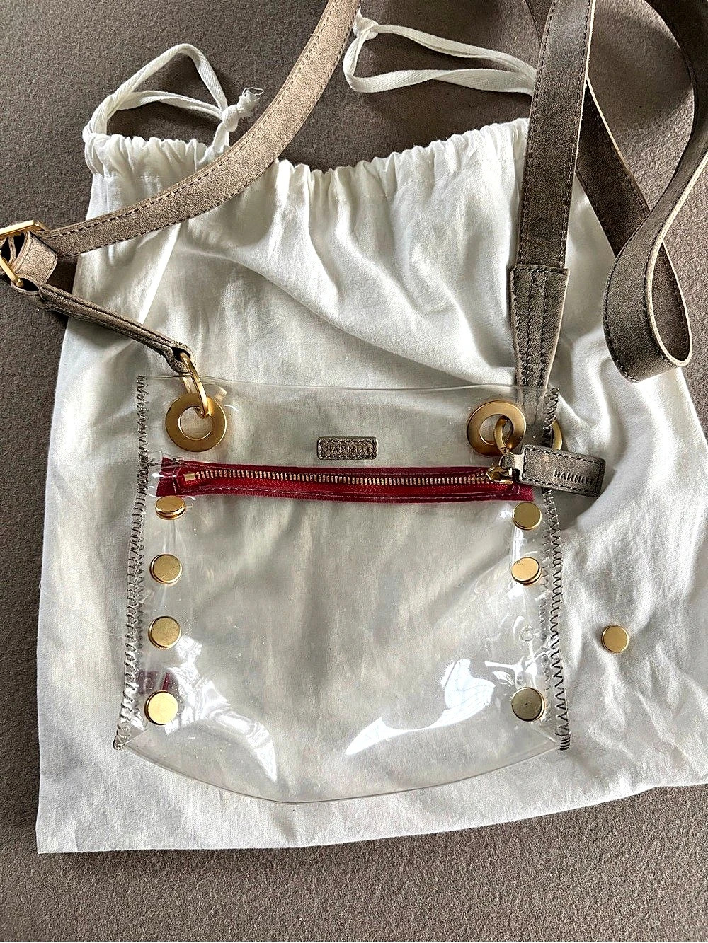 Hammitt Tony Small Clear Crossbody Bag, Clear & Brown